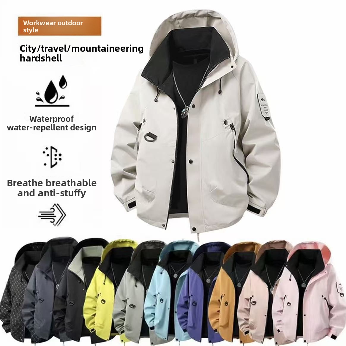 Cycling Rain Jacket Commute - Veste imperméable unisexe UPF50+ pour la